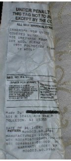 Bed Warranty Tag